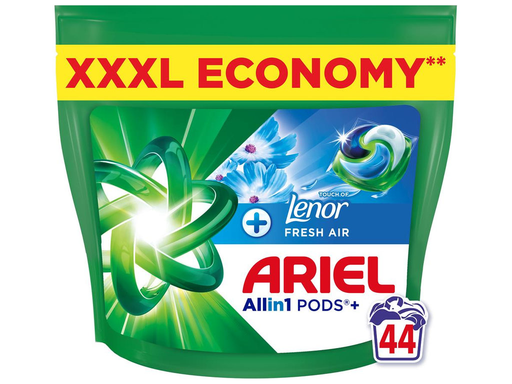 Капсулы для стирки Ariel Pods+ All-in-1 Touch of Lenor, универсальные, аромат свежести, 44шт