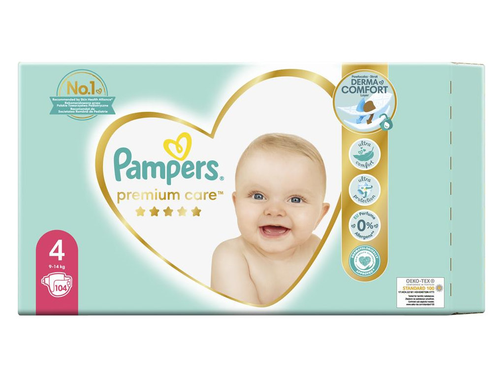 Подгузники Pampers Premium Care Maxi, размер 4 (9–14 кг), 104шт