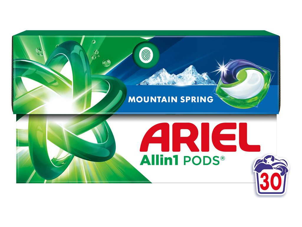 Капсулы для стирки Ariel Pods All-in-1 Горный родник, для белого белья, 30шт