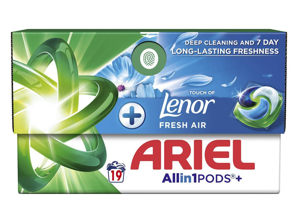 Капсулы для стирки Ariel PODS+ All-in-1 с ароматом Lenor Свежий воздух, 19шт
