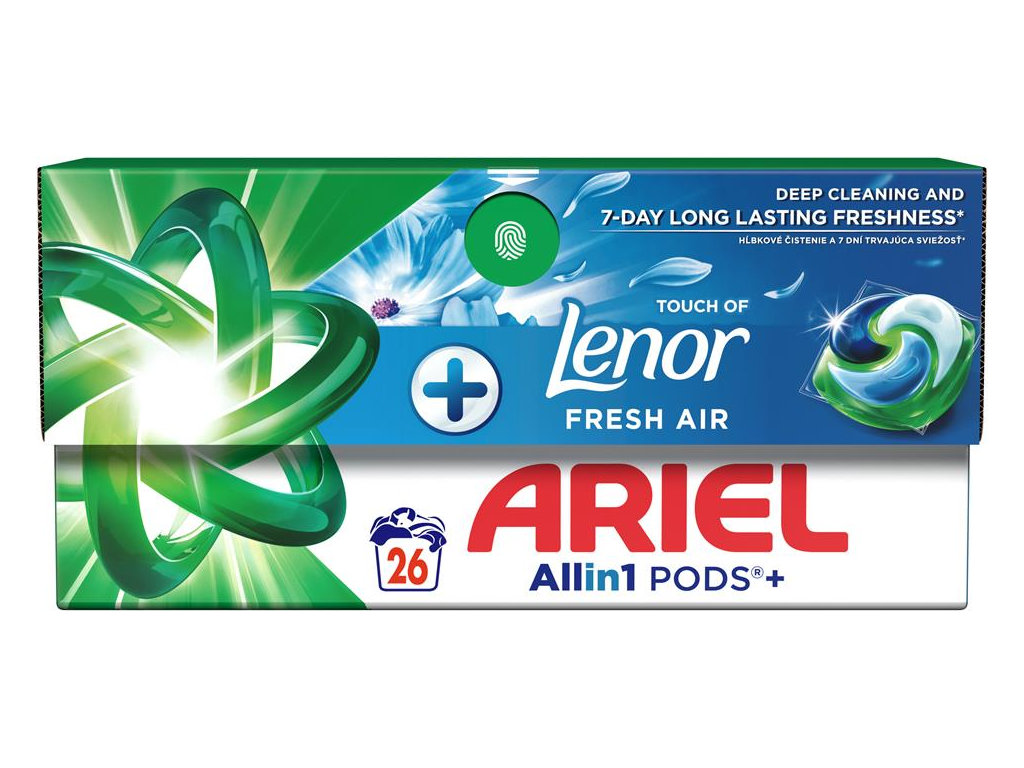 Капсулы для стирки Ariel PODS+ All-in-1 с ароматом Lenor Свежий воздух, 26шт