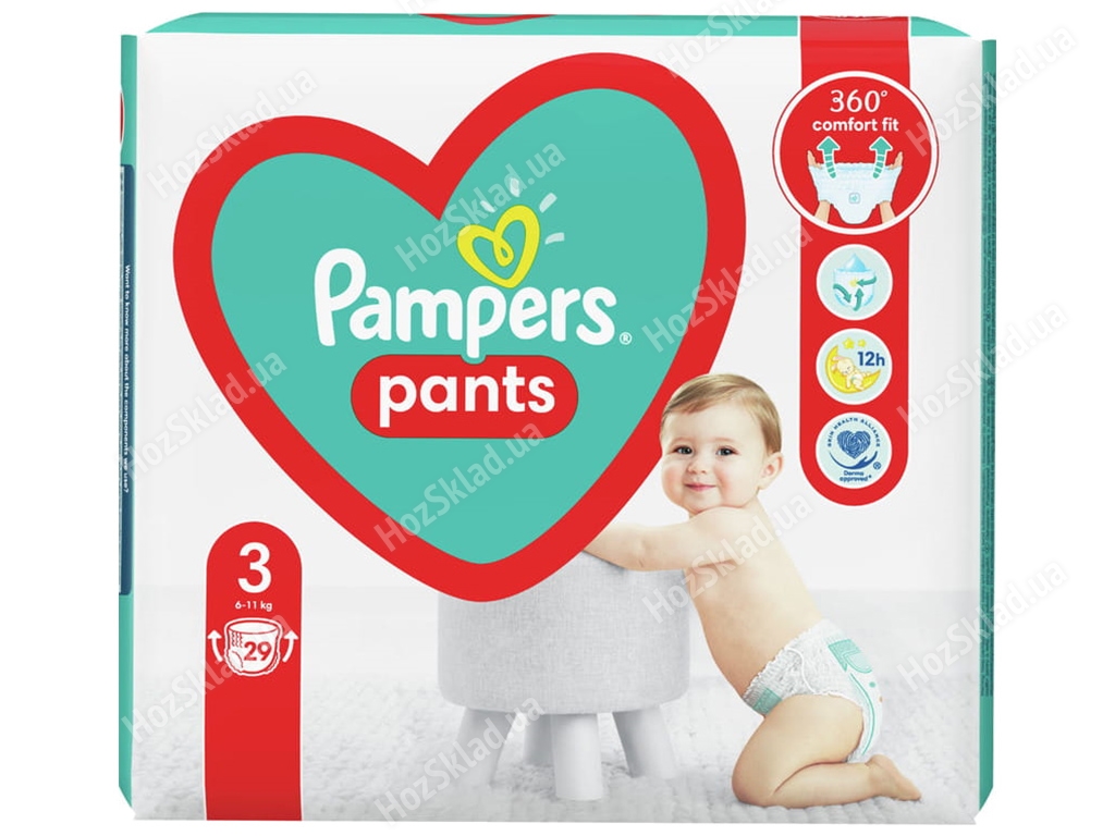 Подгузники-трусики одноразовые для мальчиков и девочек Pampers Pants Размер 3 Midi 6-11кг 29шт