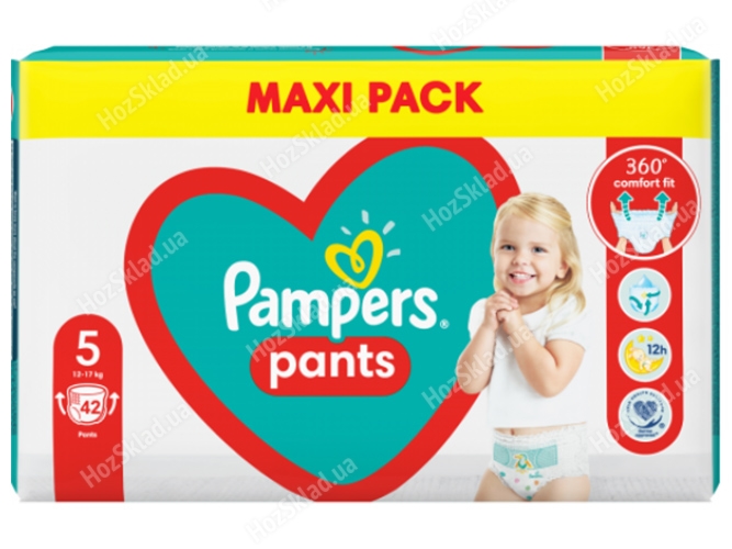 Подгузники-трусики одноразовые для мальчиков и девочек Pampers Pants Размер 5 Junior 12-17кг 42шт