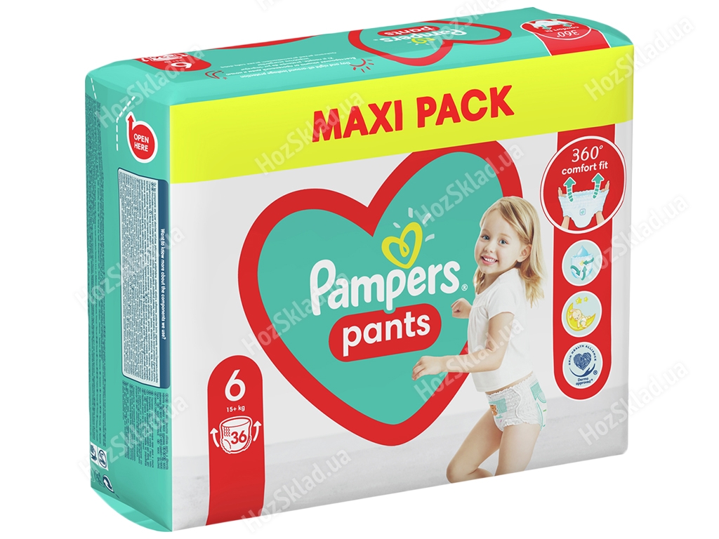 Подгузники-трусики одноразовые детские Pampers Pants Giant Размер 6 (15+кг) 36шт