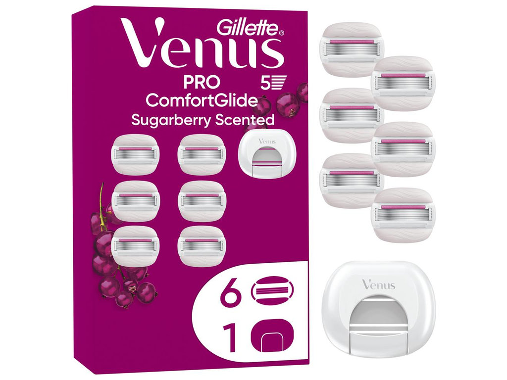Картриджи сменные Venus Pro ComfortGlide Sugarberry, чехол, сталь, 6шт
