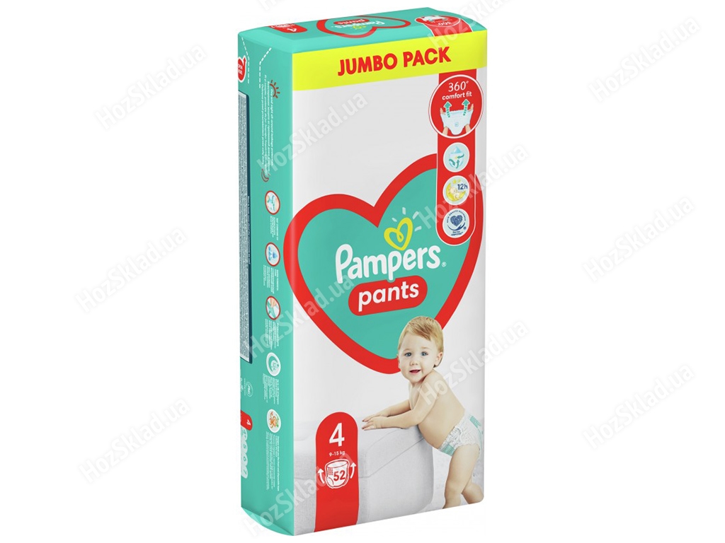 Подгузники-трусики одноразовые для мальчиков и девочек Pampers Pants Размер 4 Maxi 9-15кг 52шт