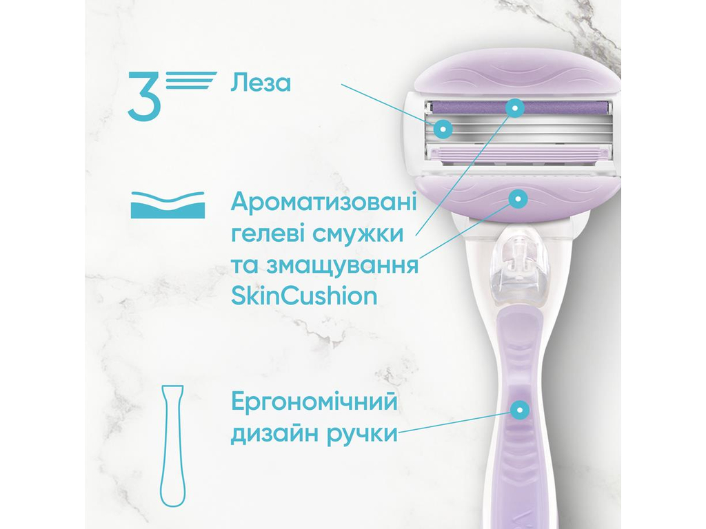 Картриджи сменные Gillette Venus ComfortGlide Breeze, защитный колпачок, сталь, пластик, 6шт