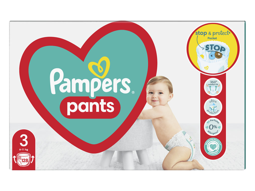 Подгузники-трусики Pampers Pants, одноразовые, супервпитывающие, размер 3, 6-11кг, 128шт/уп