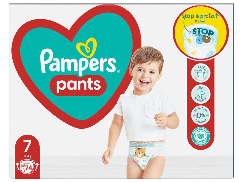 Подгузники-трусики Pampers Active Baby Pants, одноразовые, супервпитывающие, размер 7, 15кг+, 74шт