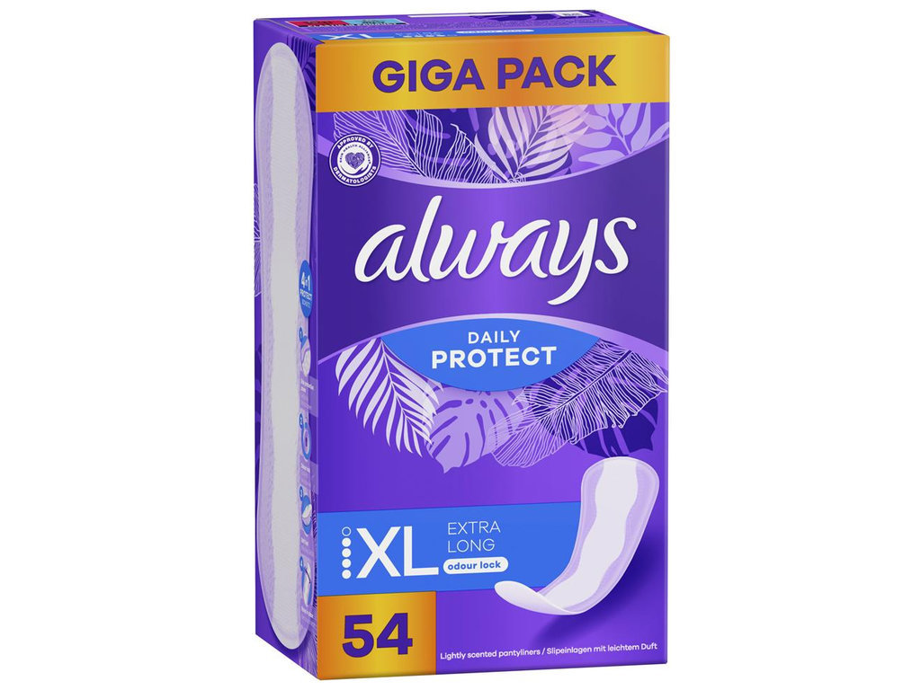 Прокладки Always Daily Protect Extra Long Quatro, XL, ежедневные, 54шт