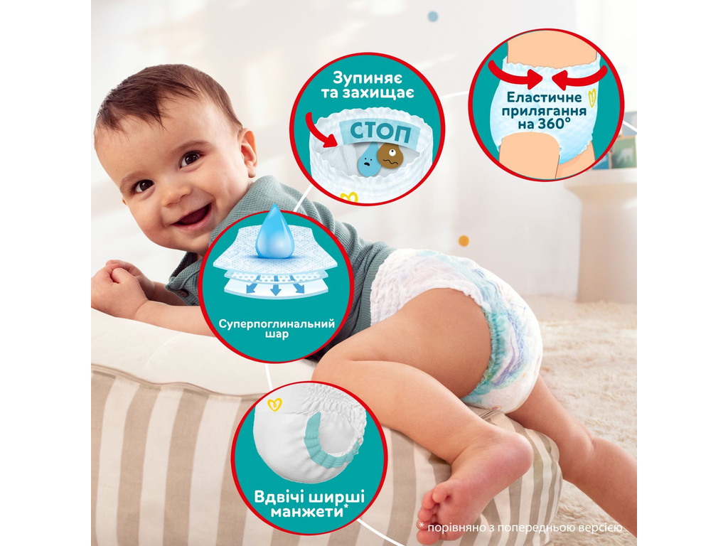 Подгузники-трусики одноразовые Pampers Pants 360°, размер 6, 14–19кг, 25шт