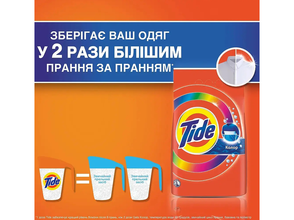 Порошок пральний Tide Aqua Puder Color, для кольорової білизни, 3 цикли, 405г