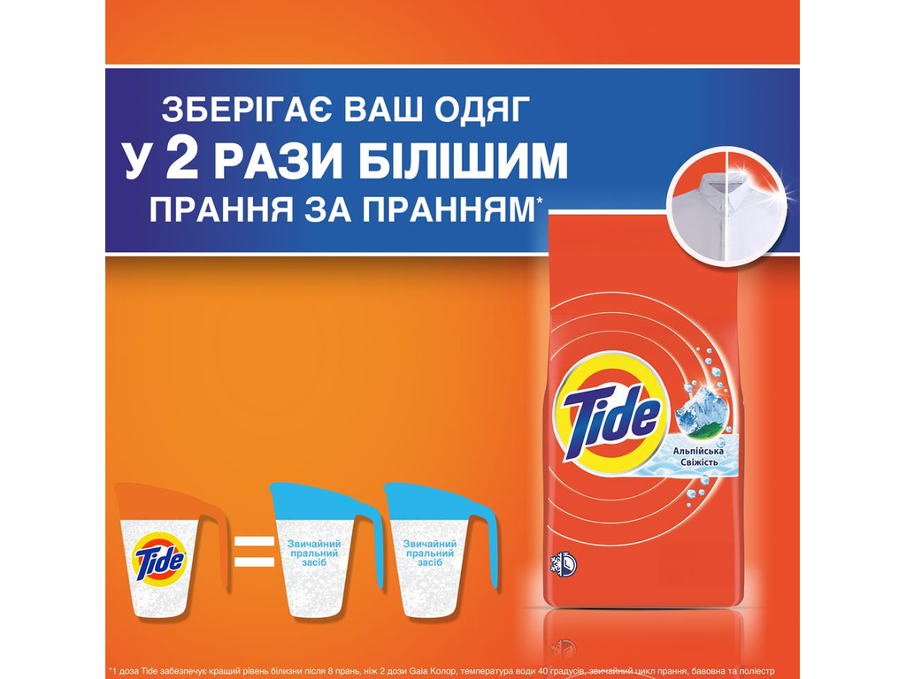 Порошок стиральный Tide Аква-Пудрa Альпийская свежесть, универсальный, 3 цикла, 405г