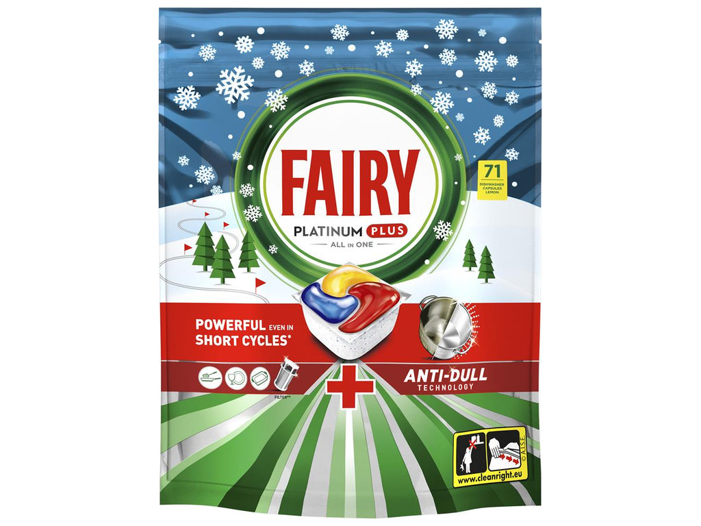 Капсулы для посудомоечных машин Fairy Platinum Plus All in One, аромат лимон, 71шт