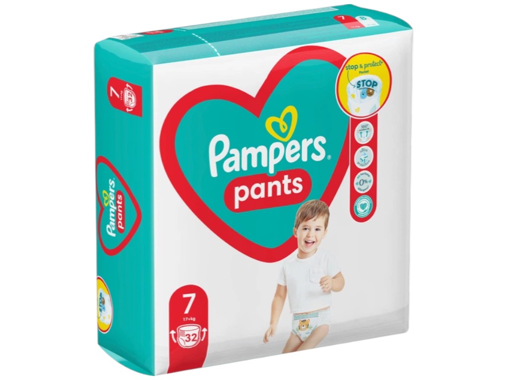Подгузники-трусики Pampers Pants, одноразовые, супервпитывающие, размер 7, 17кг+, 32шт/уп