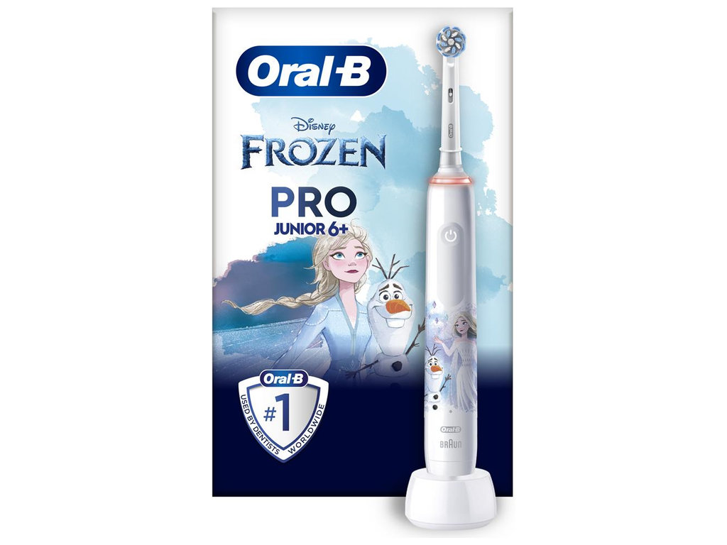 Зубна щітка електрична дитяча Oral-B Pro 3 Junior Frozen, 6+, акумулятор, 3 режими, колір білий