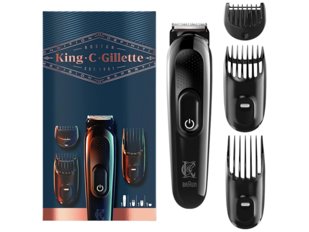Триммер для бороды King C. Gillette, 2Вт, аккумулятор, нержавеющая сталь, 1–21мм, цвет черный