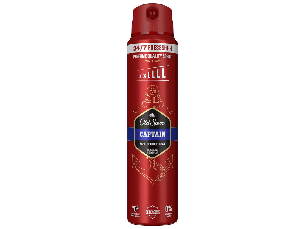 Дезодорант аерозольний Old Spice Captain, до 48 годин, аромат океан та сандал, 250мл