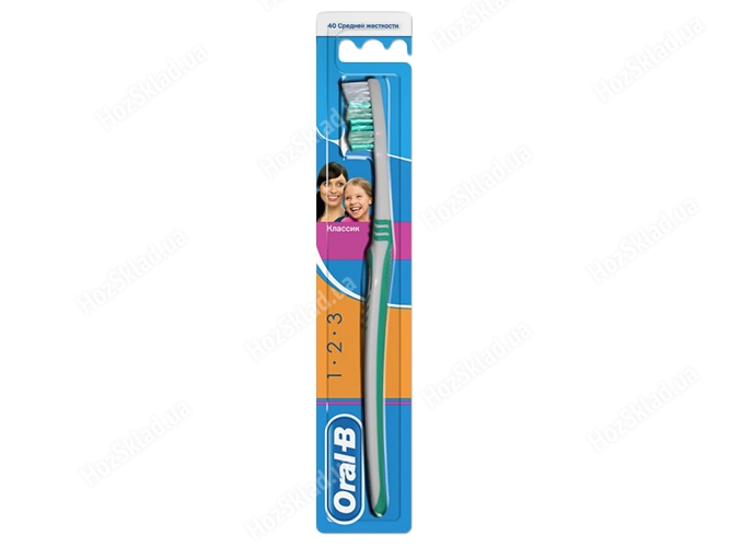 Зубная щетка Oral-B 1-2-3 Классик 40 средняя жесткость (цена за 1шт)