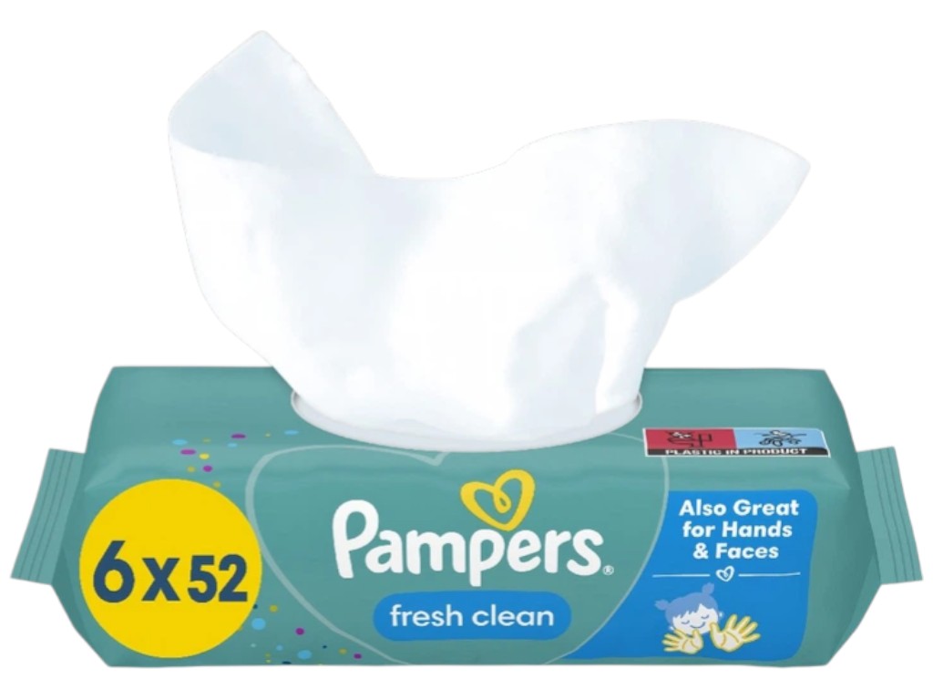 Салфетки влажные детские Pampers Fresh Clean, для чувствительной кожи, без спирта, 6 пачек х 52шт