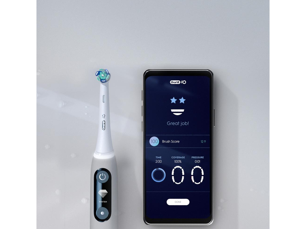 Зубная щетка электрическая Oral-B iO 6, аккумулятор, 5 режимов, футляр, пластик, нейлон, цвет серый