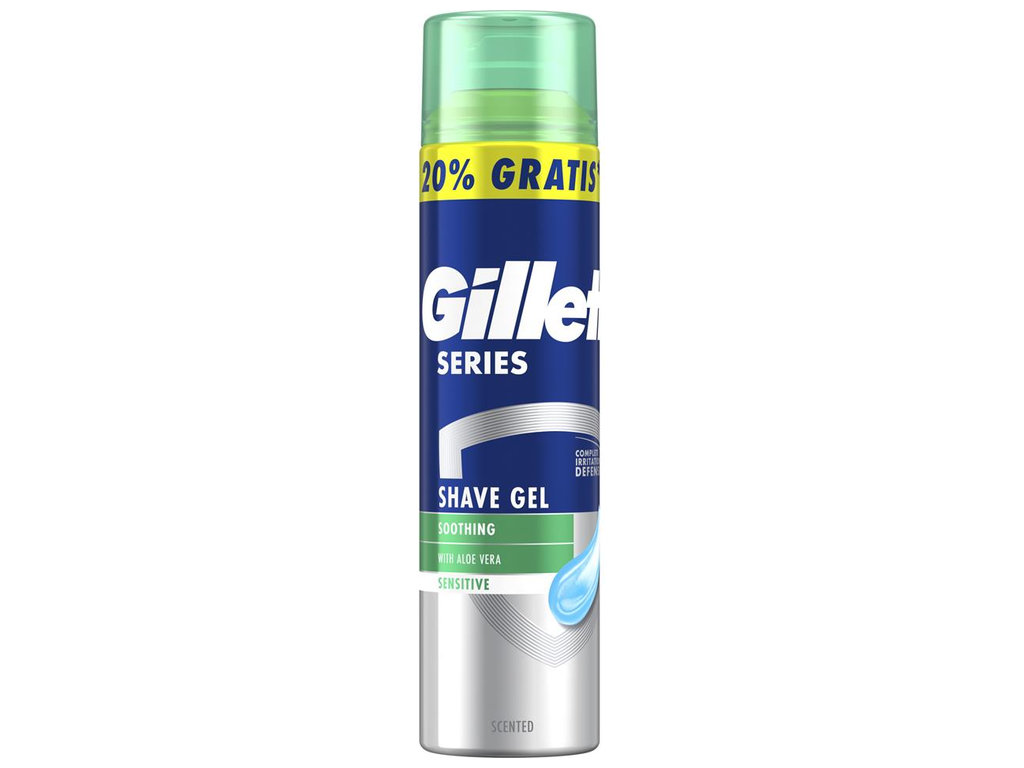Гель для бритья Gillette Series Sensitive, с алоэ вера, для чувствительной кожи, 240мл