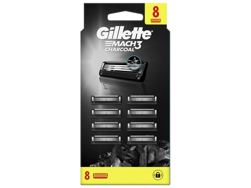 Картриджи сменные Gillette Mach3 Charcoal, сталь, 8шт