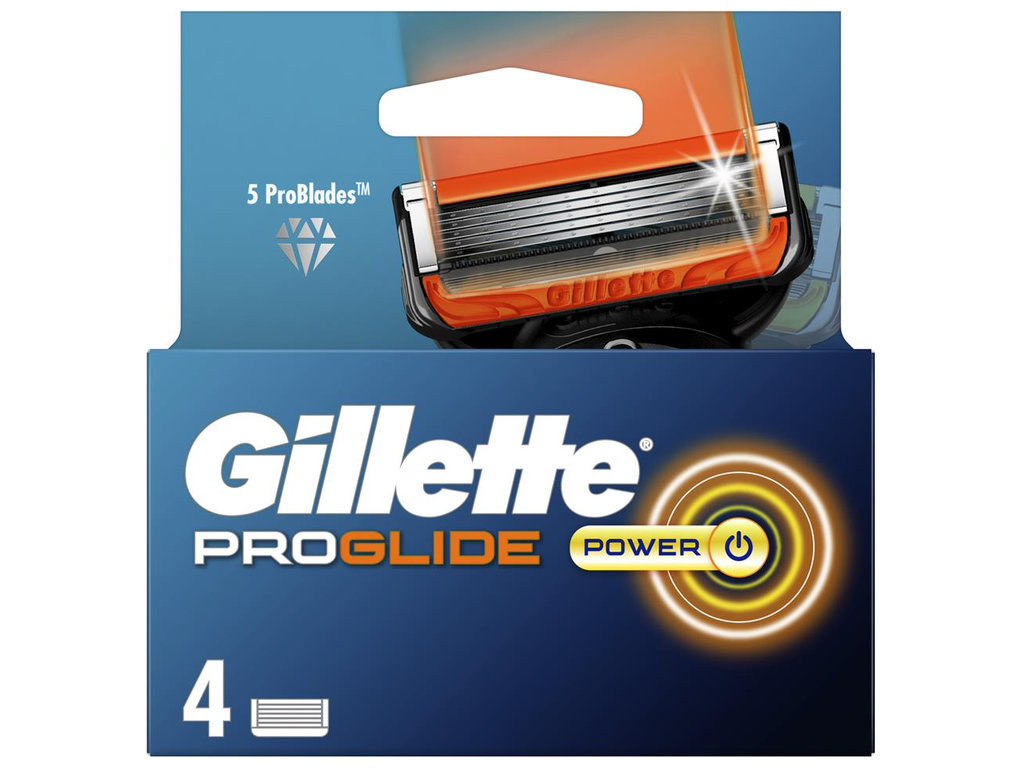 Сменные кассеты для бритья Gillette Fusion ProGlide Power с 5 лезвиями, 4шт