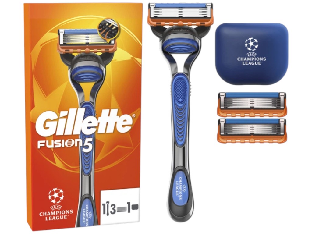 Набор подарочный Gillette Fusion5 Champions League, станок, 3 картриджа, чехол
