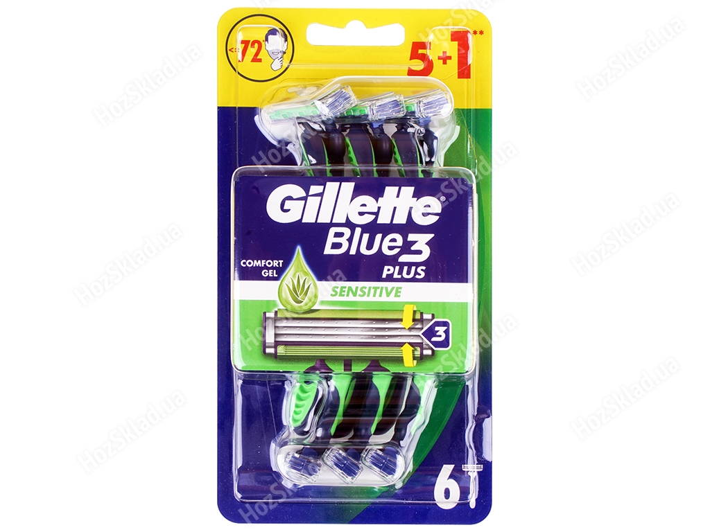 Одноразовые бритвы Gillette Blue 3 Sensitive Plus, 6шт