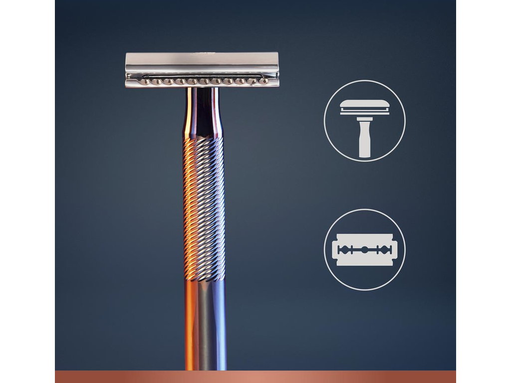 Станок для бритья Gillette King C., Т-образный, 5 сменных лезвий, металл, цвет серебристый