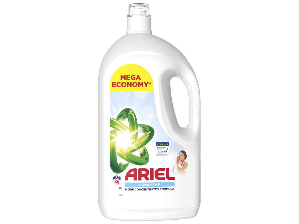 Гель для стирки Ariel Sensitive для чувствительной кожи, универсальный, 86 циклов, 3,87л
