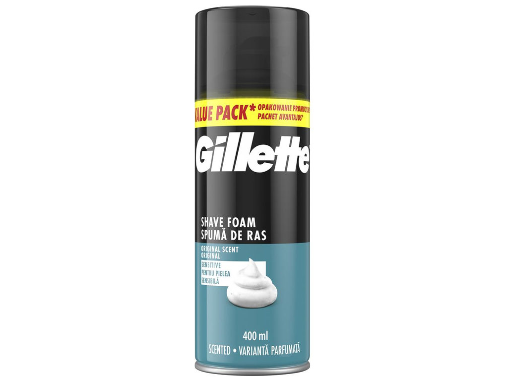 Пена для бритья Gillette Classic Sensitive, для чувствительной кожи, без спирта, 400мл