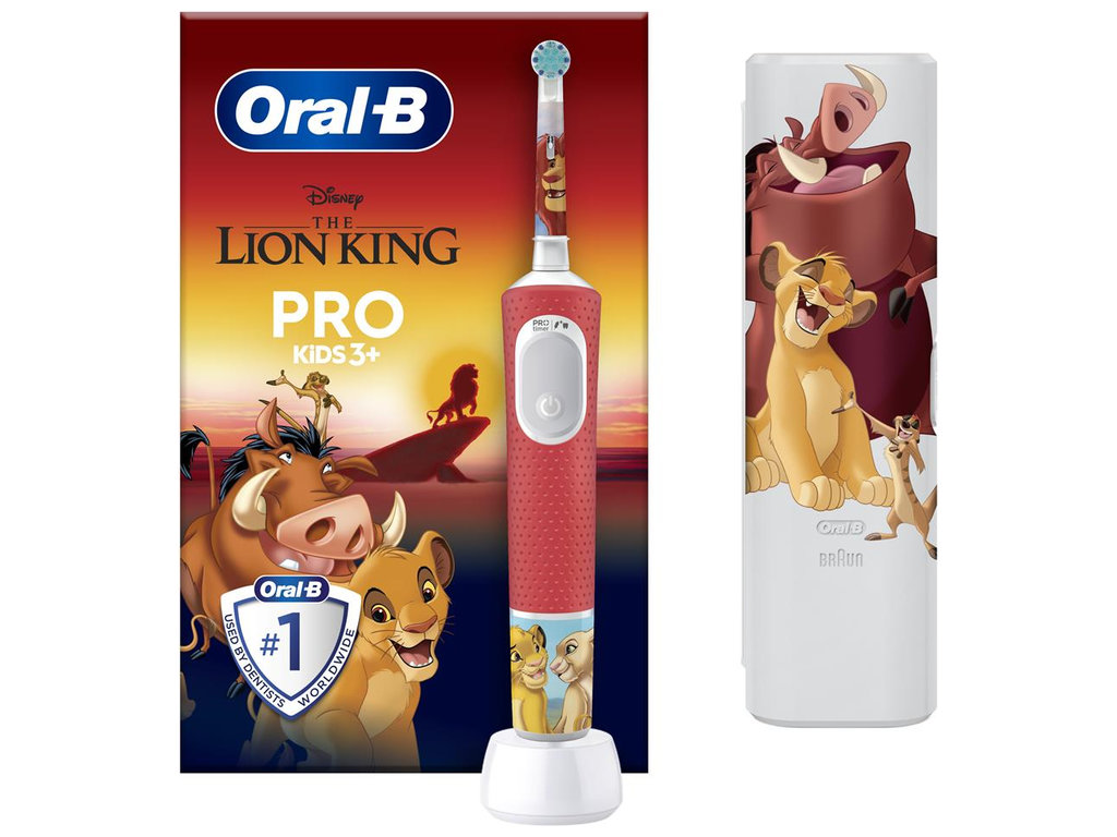 Зубна щітка дитяча дитяча Oral-B Pro Kids Lion King, 3+, акумулятор, 2 режими, футляр