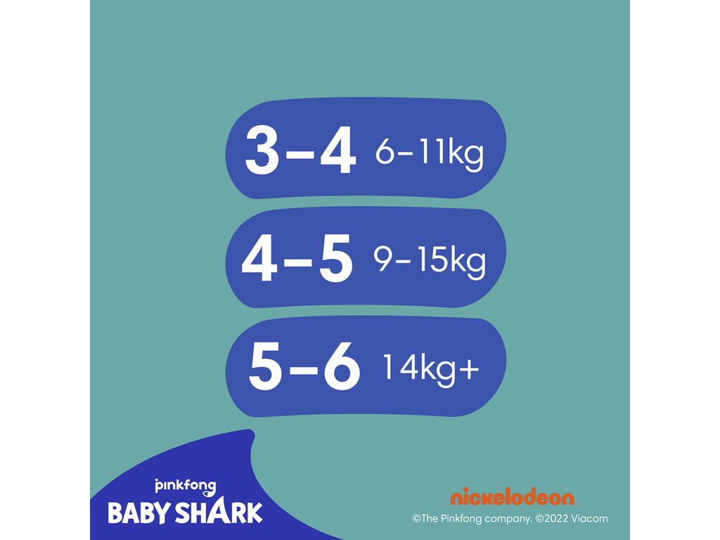 Трусики для плавания Pampers Splashers Baby Shark, не набирают воду, размер 3-4, 6-11 кг, 12шт