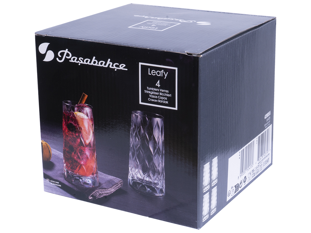 Набір склянок Pasabahce Leafy, високі, 345мл (ціна за набір 4шт)