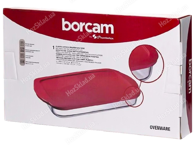 Форма прямоугольная Pasabahce Borcam, для запекания, с крышкой, 34х19см