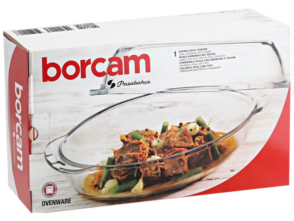 Каструля овальна Pasabahce Borcam з кришкою, 2л+2л, 35x20см, 1шт