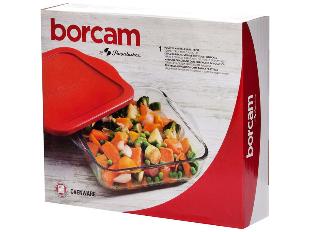 Форма квадратна з кришкою Pasabahce Borcam, для запікання, 25x22x6см, 1шт