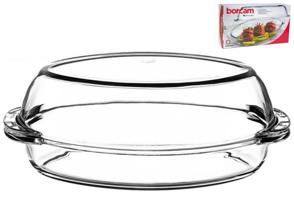 Каструля Pasabahce Borcam з кришкою для запікання, овальна, 2л+1,7л, 1шт