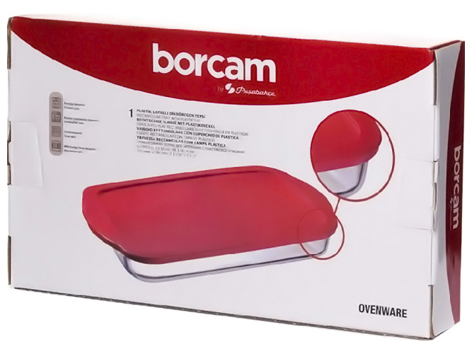 Форма прямокутна Pasabahce Borcam для запікання з кришкою, 3,85л, 1шт