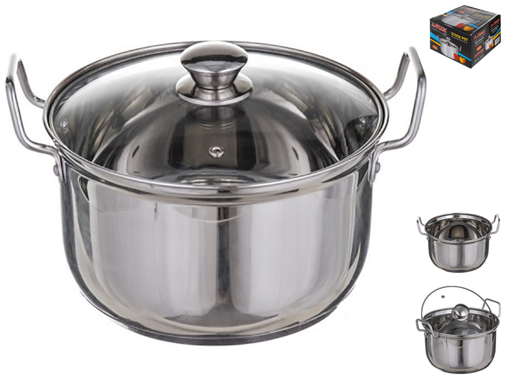 Кастрюля A-Plus со стеклянной крышкой, нержавеющая сталь, капсульное дно 24см 4,5л 04942