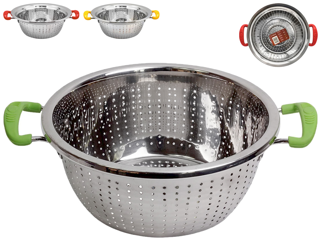 Друшляк A-Plus нержавіюча сталь, з кольоровими пластиковими ручками 22см 22069