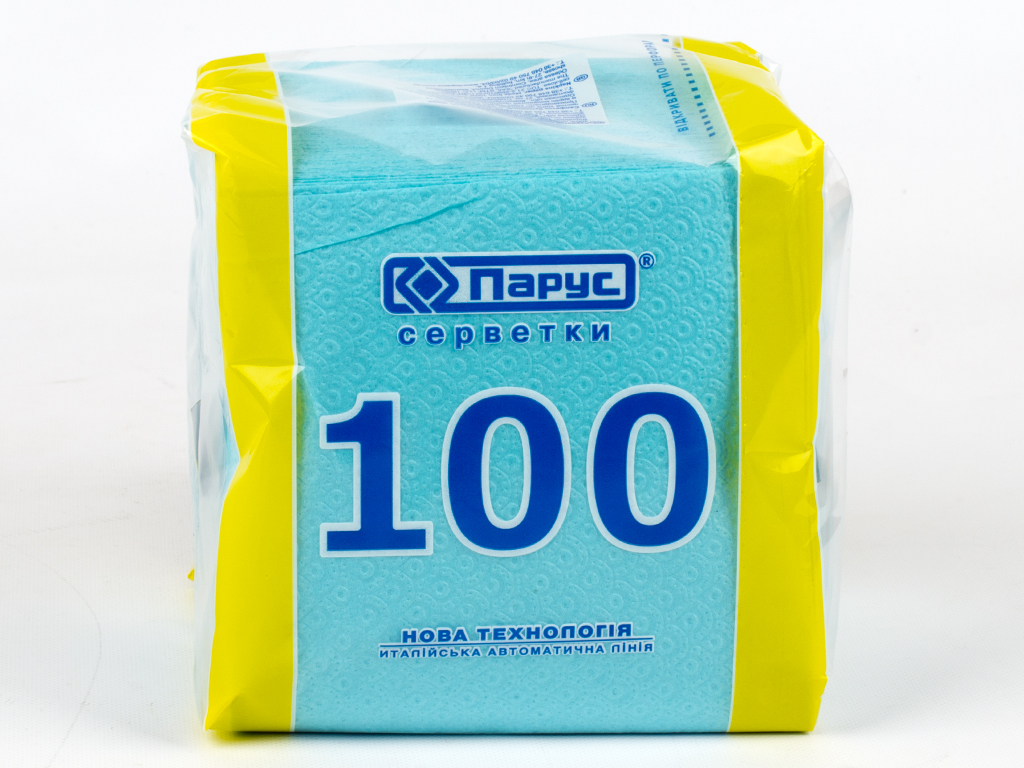 Салфетки "Парус" синие однослойные 24x24см 100шт