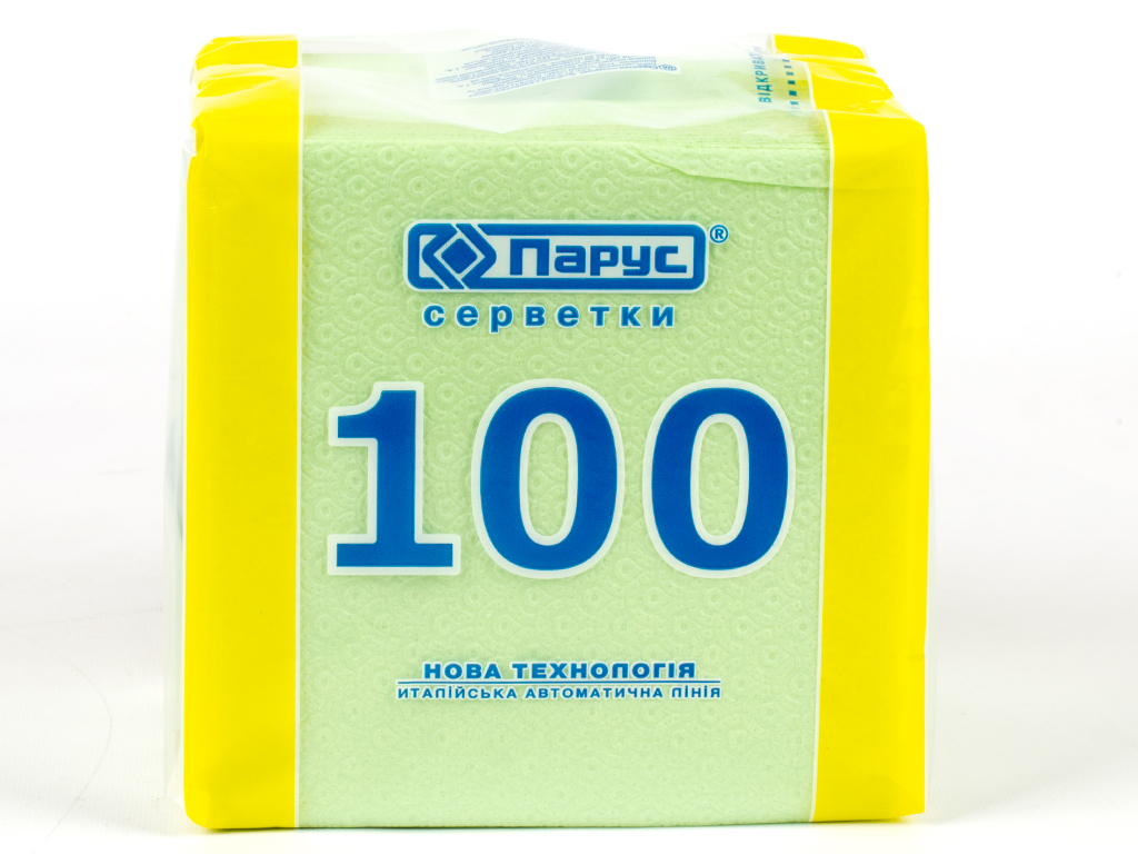 Салфетки "Парус" зеленые однослойные 24x24см 100шт