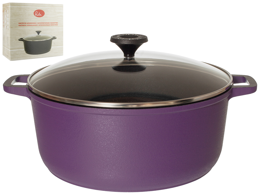Каструля Prolis потов. дно, внут. антиприг. і зовніш.декор.покр. Semi-Matte Violet 6л Ку-006АД(фл)
