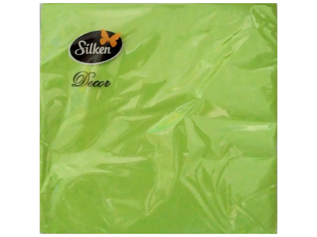 Салфетки бумажные Silken Салатовые трехслойные 33х33см (цена за упаковку 20шт)