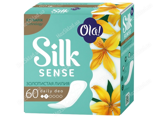 Прокладки гигиенические ежедневные Ola Silk Sense Daily deo Золотистая лилия 2капли 60шт 2650