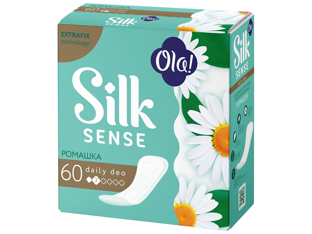 Прокладки гигиенические ежедневные Ola! Silk Sense Daily deo Ромашка 2капли 60шт 1504