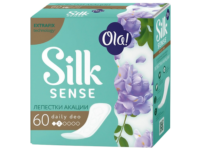 Прокладки гигиенические ежедневные Ola Silk Sense Daily Deo Лепестки акации 2капли 60шт 3817 